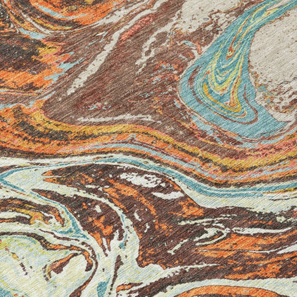 LOOMLAN Rugs Malika Brown Washable Indoor-Outdoor Rug