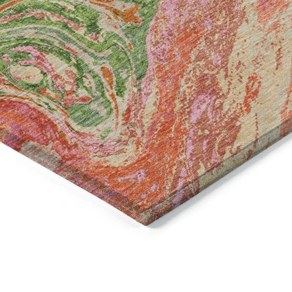 LOOMLAN Rugs Malika Coral Washable Indoor-Outdoor Rug