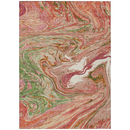 LOOMLAN Rugs Malika Coral Washable Indoor-Outdoor Rug