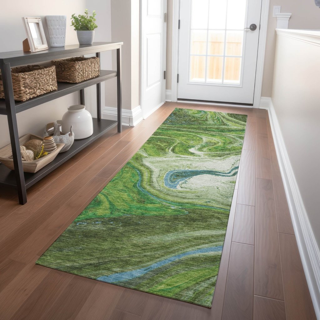 Malika Green Washable Indoor - Outdoor Rug - LOOMLAN - LOOMLAN Rugs - Outdoor Rugs