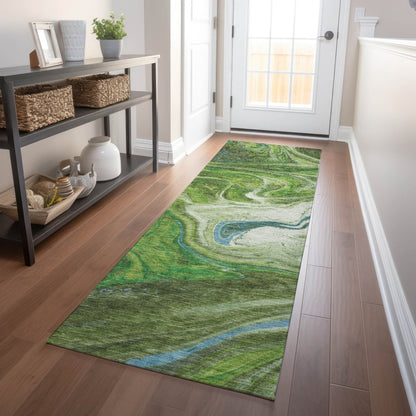 Malika Green Washable Indoor - Outdoor Rug - LOOMLAN - LOOMLAN Rugs - Outdoor Rugs