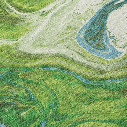 Malika Green Washable Indoor - Outdoor Rug - LOOMLAN - LOOMLAN Rugs - Outdoor Rugs