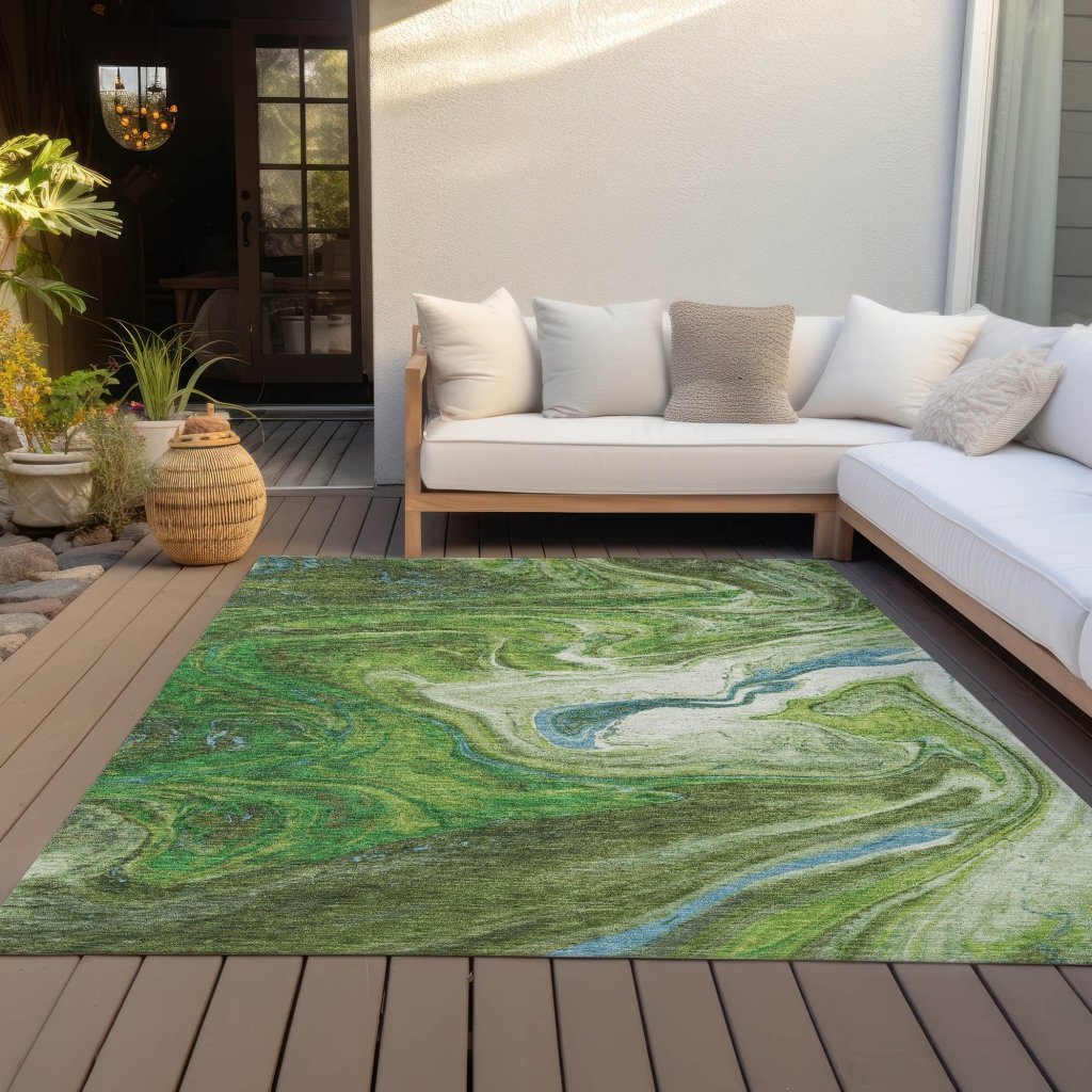 Malika Green Washable Indoor - Outdoor Rug - LOOMLAN - LOOMLAN Rugs - Outdoor Rugs