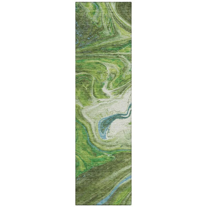 Malika Green Washable Indoor-Outdoor Rug