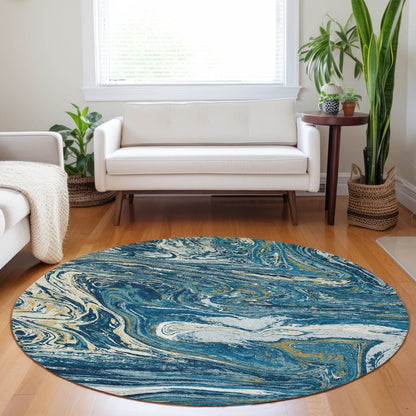 LOOMLAN Rugs Malika Navy Washable Indoor-Outdoor Rug