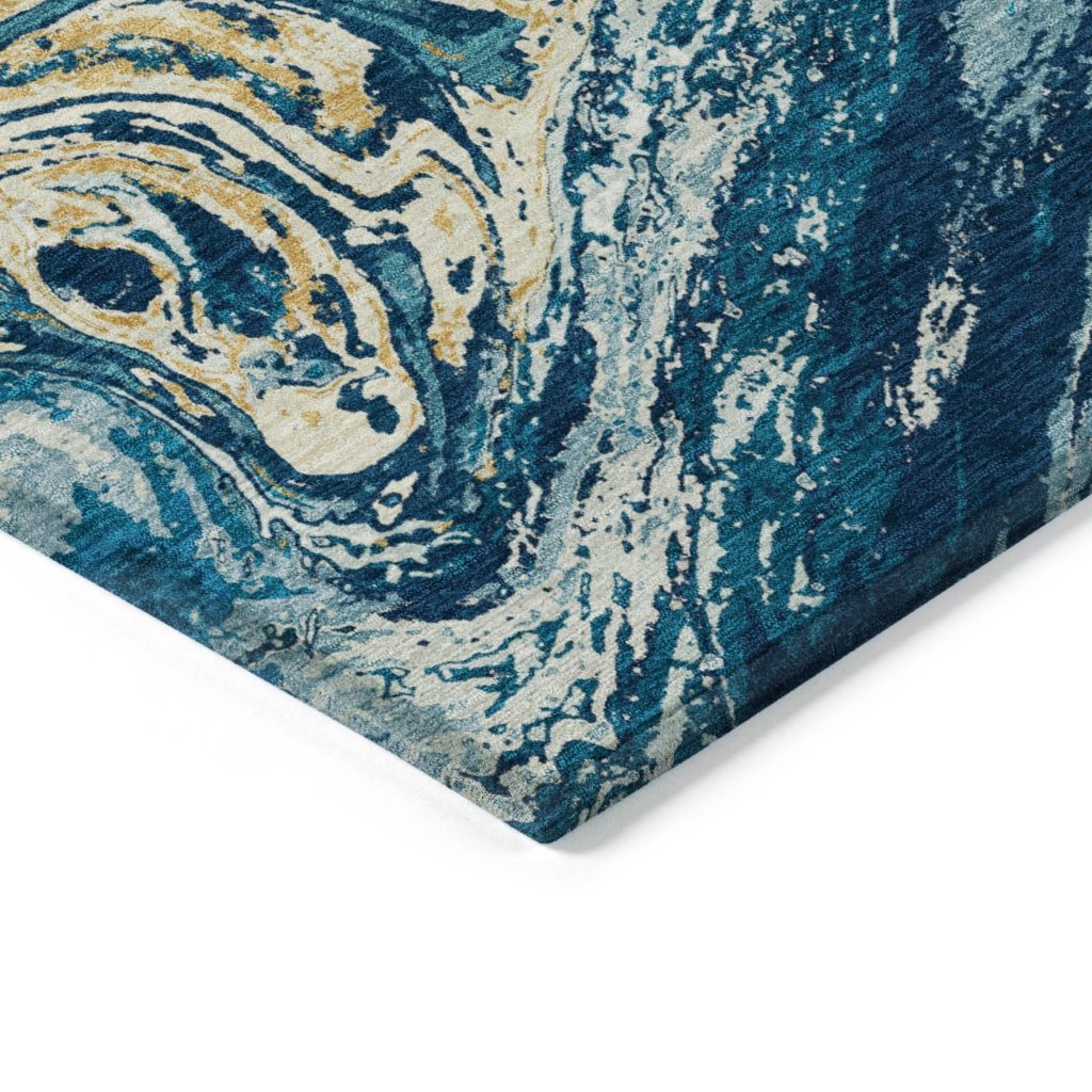 LOOMLAN Rugs Malika Navy Washable Indoor-Outdoor Rug