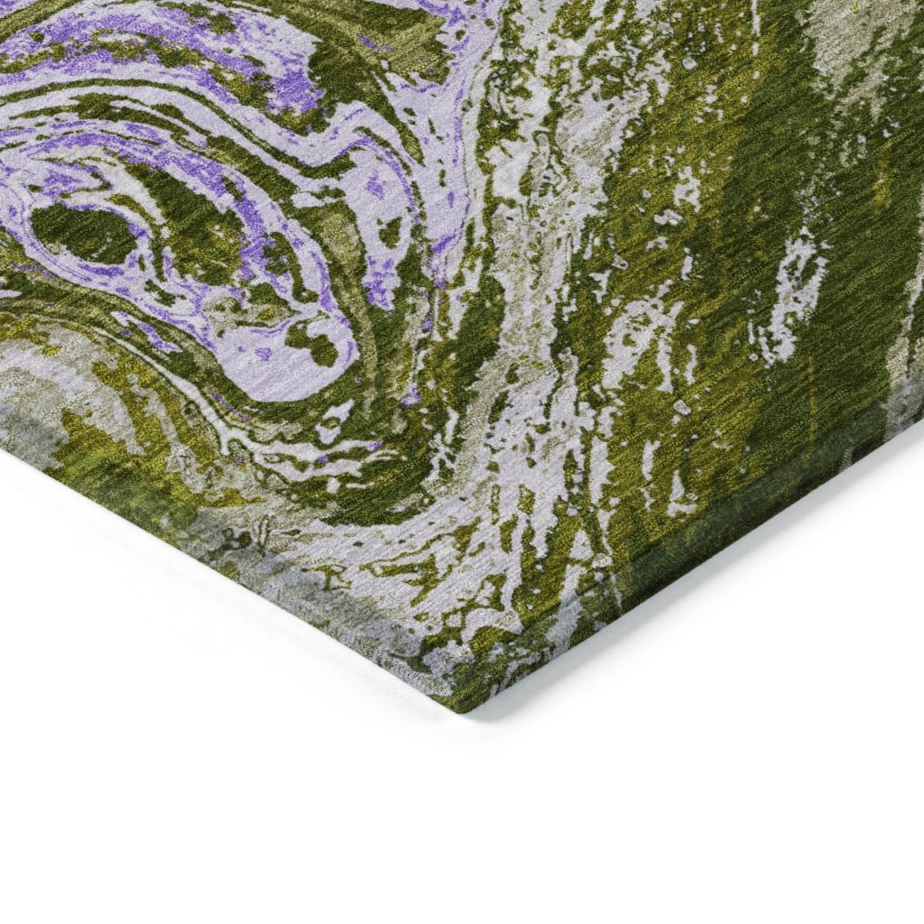 LOOMLAN Rugs Malika Olive Washable Indoor-Outdoor Rug