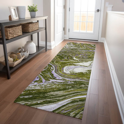 LOOMLAN Rugs Malika Olive Washable Indoor-Outdoor Rug
