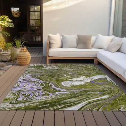 LOOMLAN Rugs Malika Olive Washable Indoor-Outdoor Rug