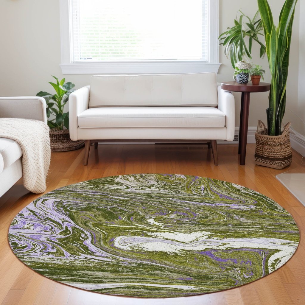 LOOMLAN Rugs Malika Olive Washable Indoor-Outdoor Rug