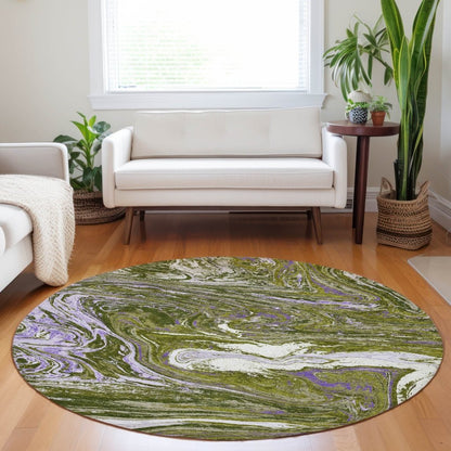 LOOMLAN Rugs Malika Olive Washable Indoor-Outdoor Rug