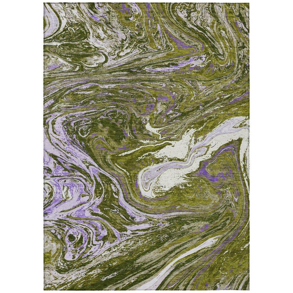 LOOMLAN Rugs Malika Olive Washable Indoor-Outdoor Rug