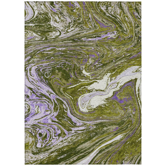 LOOMLAN Rugs Malika Olive Washable Indoor-Outdoor Rug