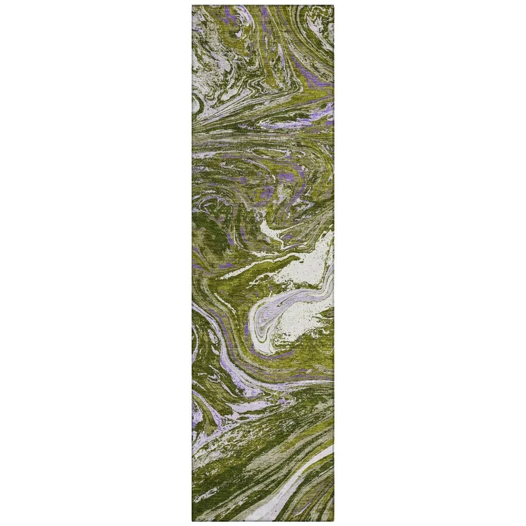 LOOMLAN Rugs Malika Olive Washable Indoor-Outdoor Rug
