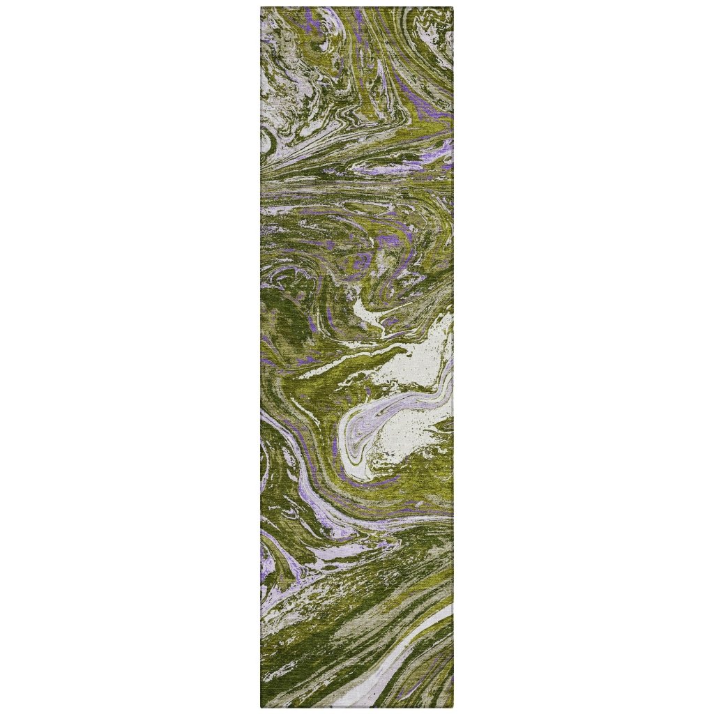 LOOMLAN Rugs Malika Olive Washable Indoor-Outdoor Rug