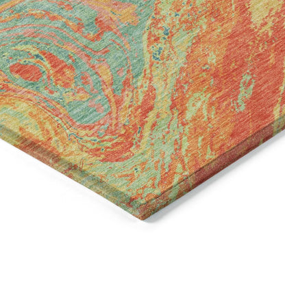 LOOMLAN Rugs Malika Orange Washable Indoor-Outdoor Rug