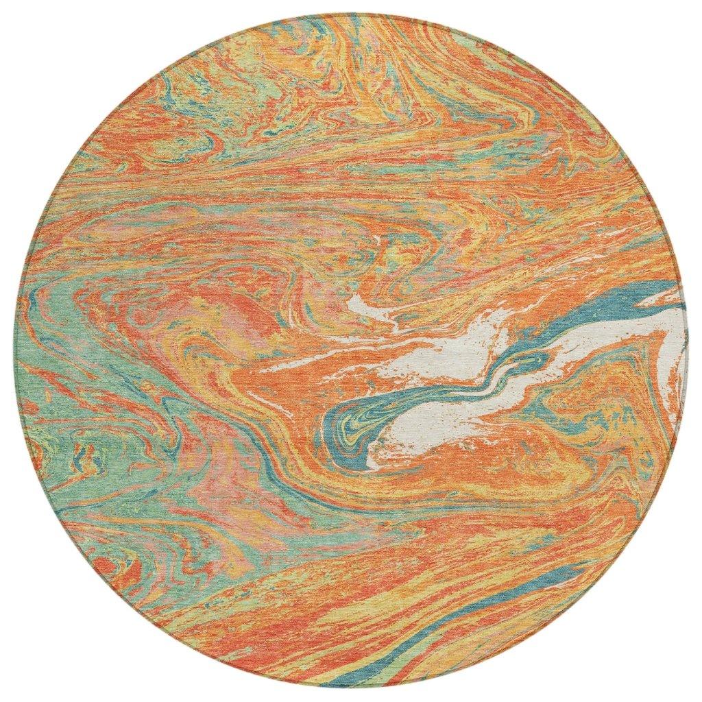 LOOMLAN Rugs Malika Orange Washable Indoor-Outdoor Rug