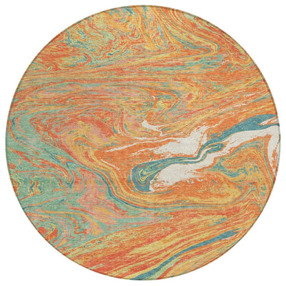 LOOMLAN Rugs Malika Orange Washable Indoor-Outdoor Rug