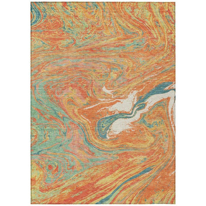 LOOMLAN Rugs Malika Orange Washable Indoor-Outdoor Rug