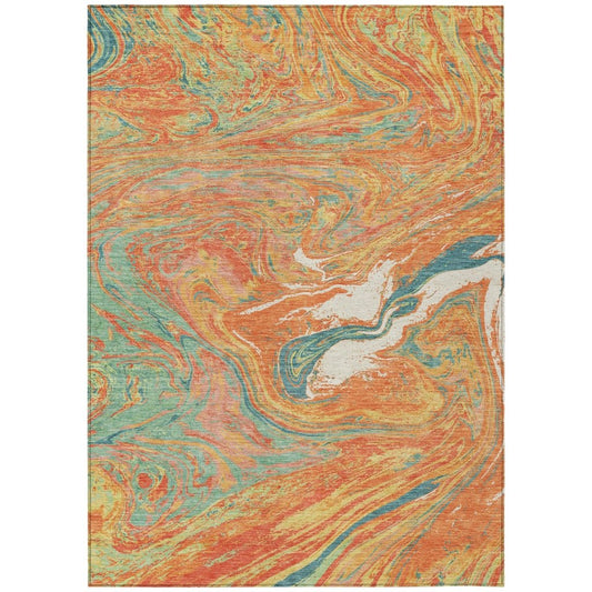 LOOMLAN Rugs Malika Orange Washable Indoor-Outdoor Rug
