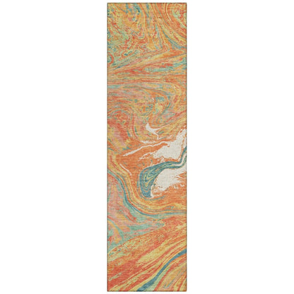 LOOMLAN Rugs Malika Orange Washable Indoor-Outdoor Rug