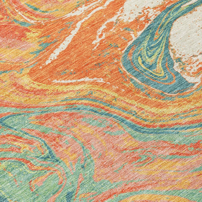 LOOMLAN Rugs Malika Orange Washable Indoor-Outdoor Rug