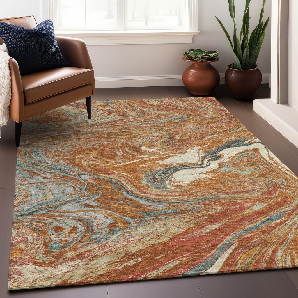 LOOMLAN Rugs Malika Paprika Washable Indoor-Outdoor Rug
