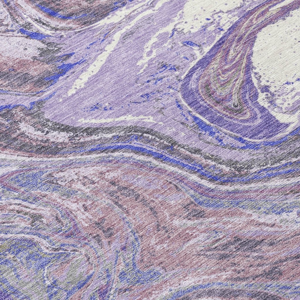 LOOMLAN Rugs Malika Purple Washable Indoor-Outdoor Rug