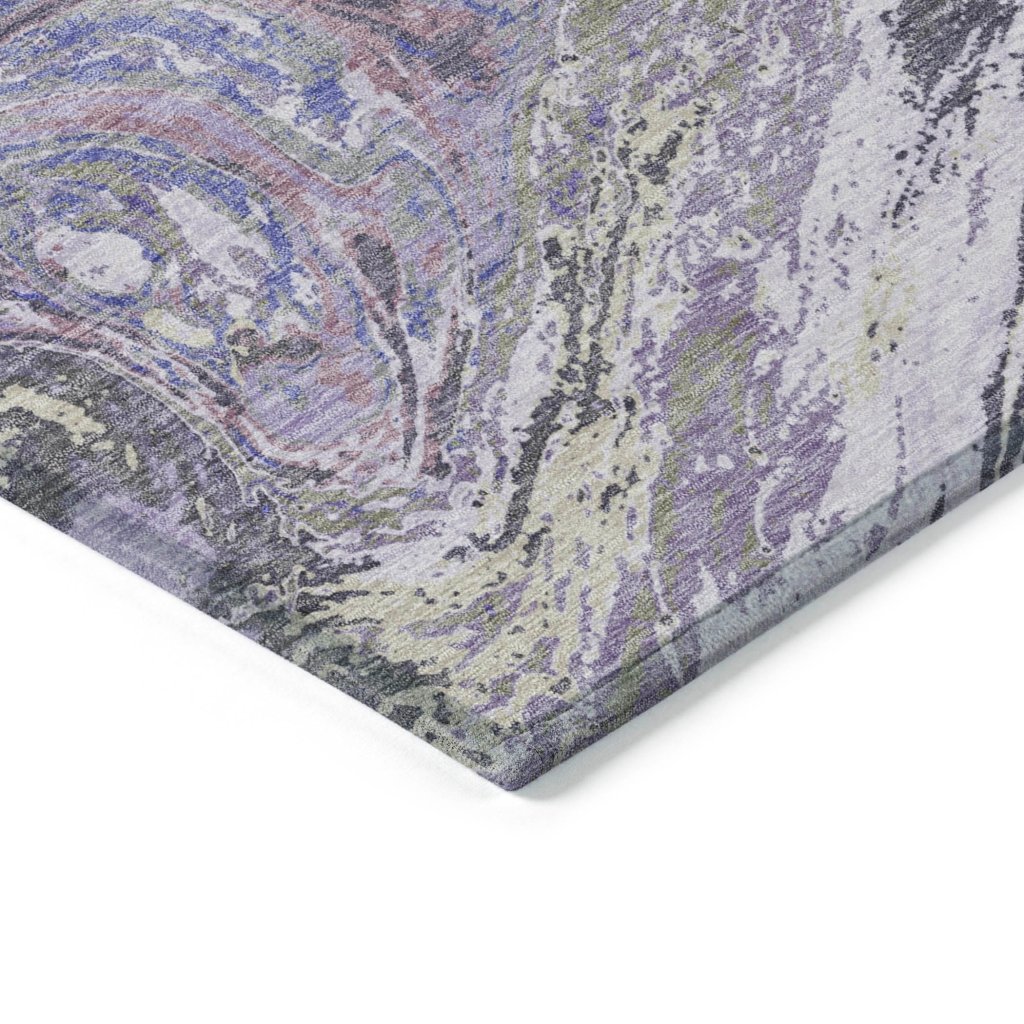 LOOMLAN Rugs Malika Purple Washable Indoor-Outdoor Rug