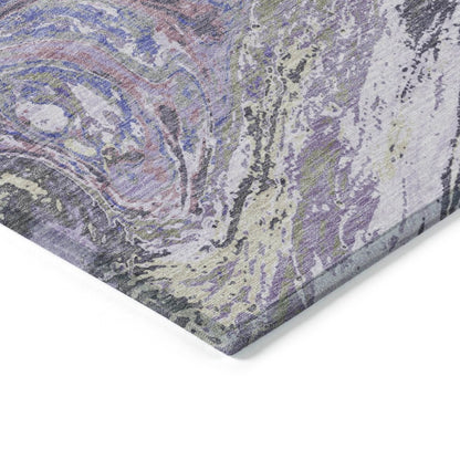LOOMLAN Rugs Malika Purple Washable Indoor-Outdoor Rug