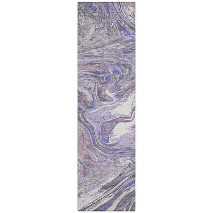 LOOMLAN Rugs Malika Purple Washable Indoor-Outdoor Rug