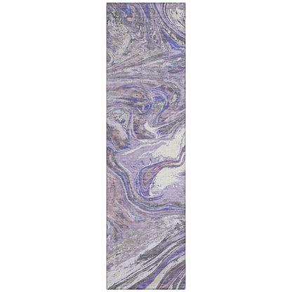 LOOMLAN Rugs Malika Purple Washable Indoor-Outdoor Rug