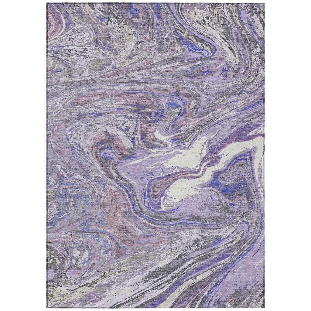 LOOMLAN Rugs Malika Purple Washable Indoor-Outdoor Rug