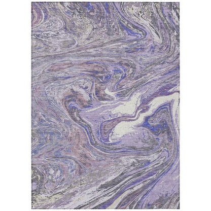 LOOMLAN Rugs Malika Purple Washable Indoor-Outdoor Rug