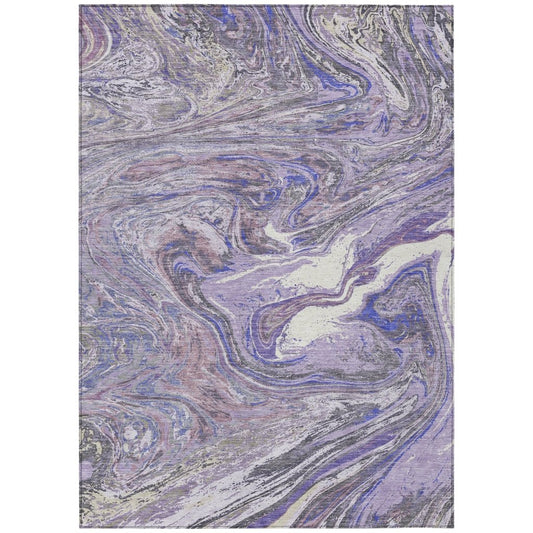LOOMLAN Rugs Malika Purple Washable Indoor-Outdoor Rug