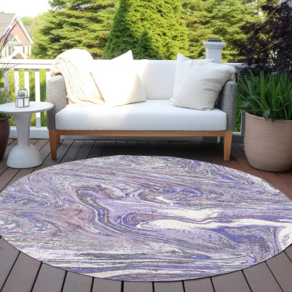 LOOMLAN Rugs Malika Purple Washable Indoor-Outdoor Rug
