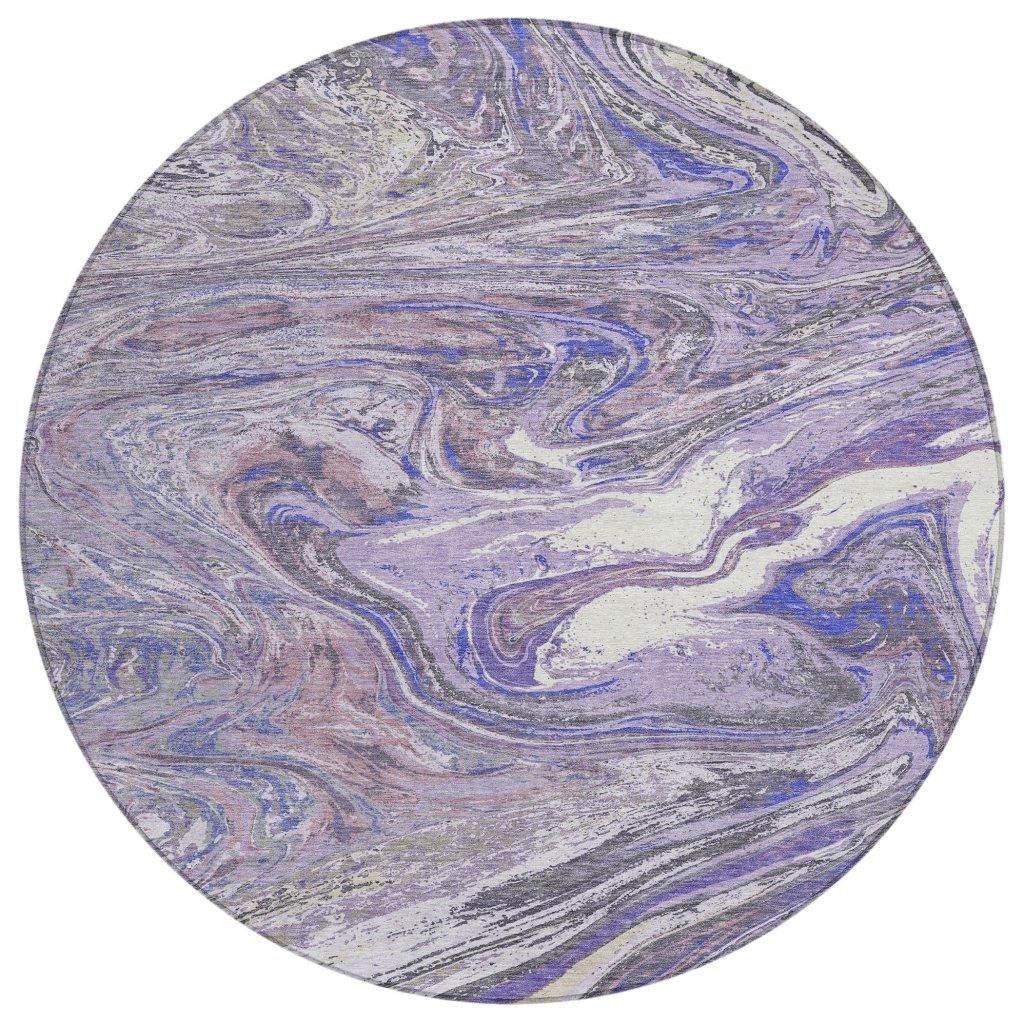LOOMLAN Rugs Malika Purple Washable Indoor-Outdoor Rug