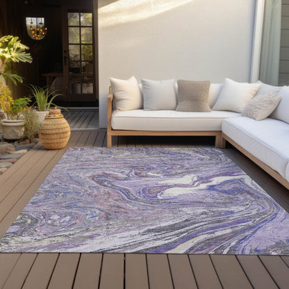LOOMLAN Rugs Malika Purple Washable Indoor-Outdoor Rug