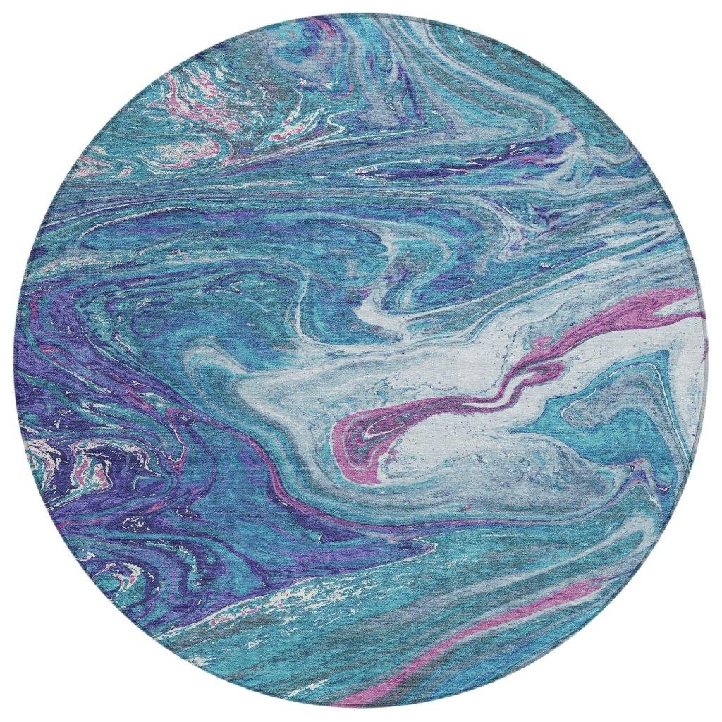 LOOMLAN Rugs Malika Teal Washable Indoor-Outdoor Rug
