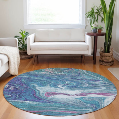 LOOMLAN Rugs Malika Teal Washable Indoor-Outdoor Rug
