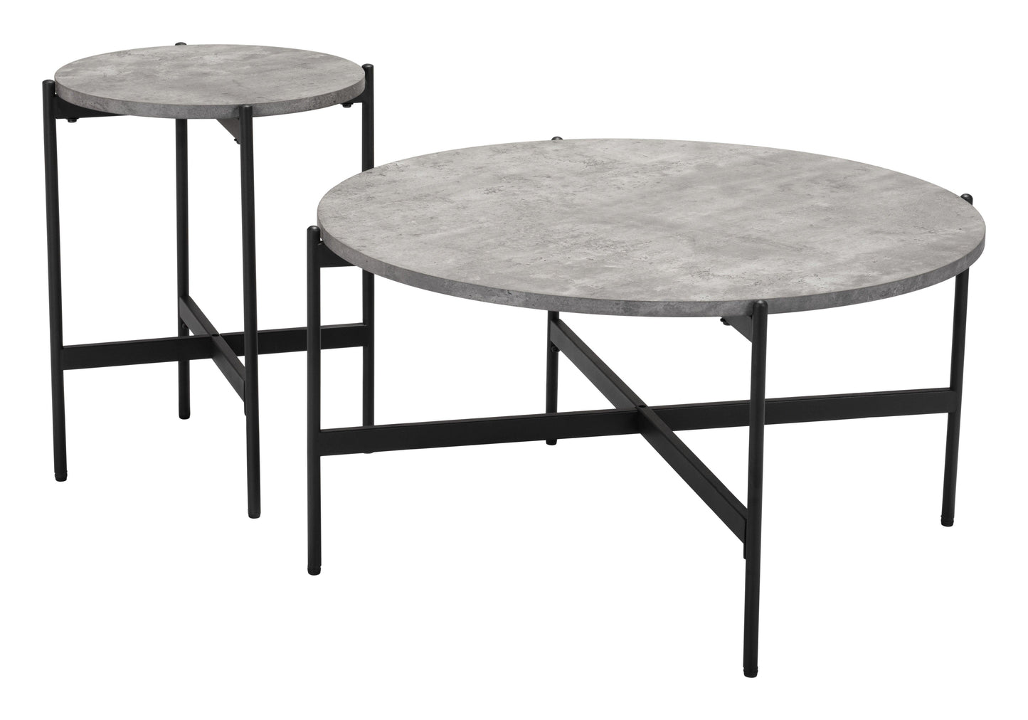 Malo Coffee Table Set Gray & Black - Sideboards and Things Brand_Zuo Modern, Color_Black, Color_Gray, Depth_30-40, Finish_Powder Coated, Height_10-20, Materials_Metal, Materials_Wood, Metal Type_Steel, Product Type_Coffee Table, Width_30-40, Wood Species_MDF