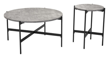 Malo Coffee Table Set Gray & Black - Sideboards and Things Brand_Zuo Modern, Color_Black, Color_Gray, Depth_30-40, Finish_Powder Coated, Height_10-20, Materials_Metal, Materials_Wood, Metal Type_Steel, Product Type_Coffee Table, Width_30-40, Wood Species_MDF