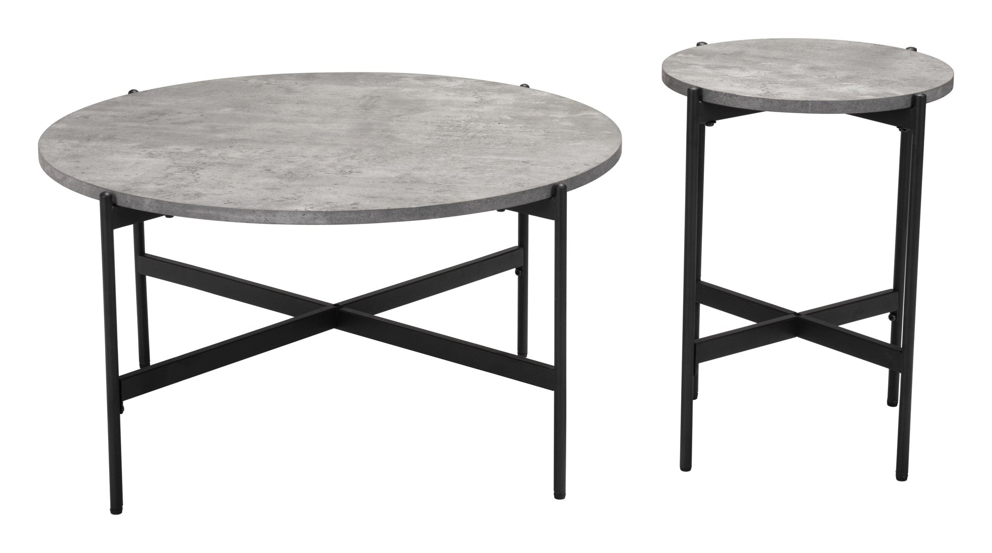 Malo Coffee Table Set Gray & Black - Sideboards and Things Brand_Zuo Modern, Color_Black, Color_Gray, Depth_30-40, Finish_Powder Coated, Height_10-20, Materials_Metal, Materials_Wood, Metal Type_Steel, Product Type_Coffee Table, Width_30-40, Wood Species_MDF