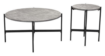 Malo Coffee Table Set Gray & Black - Sideboards and Things Brand_Zuo Modern, Color_Black, Color_Gray, Depth_30-40, Finish_Powder Coated, Height_10-20, Materials_Metal, Materials_Wood, Metal Type_Steel, Product Type_Coffee Table, Width_30-40, Wood Species_MDF