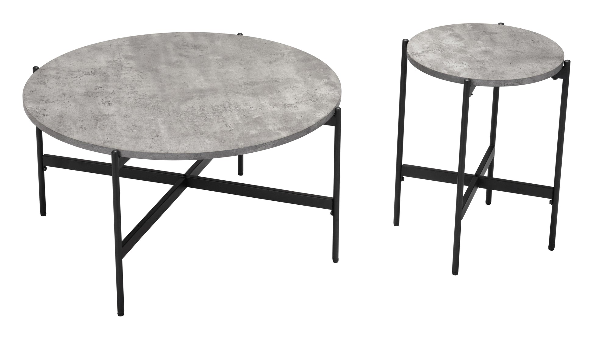 Malo Coffee Table Set Gray & Black - Sideboards and Things Brand_Zuo Modern, Color_Black, Color_Gray, Depth_30-40, Finish_Powder Coated, Height_10-20, Materials_Metal, Materials_Wood, Metal Type_Steel, Product Type_Coffee Table, Width_30-40, Wood Species_MDF