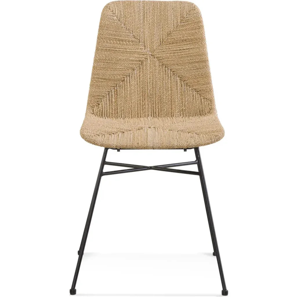 Bassett Mirror Mandao Metal & Seagrass Brown Armless Dining Chair