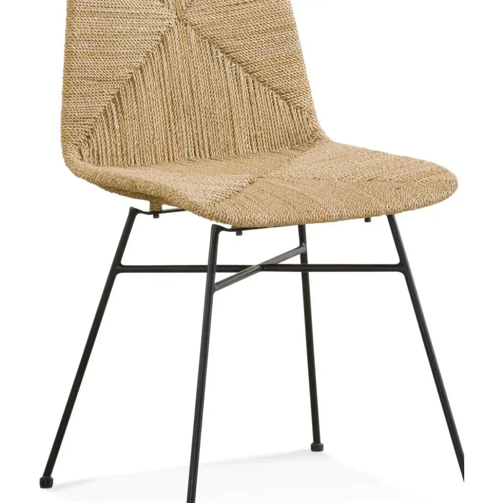 Bassett Mirror Mandao Metal & Seagrass Brown Armless Dining Chair