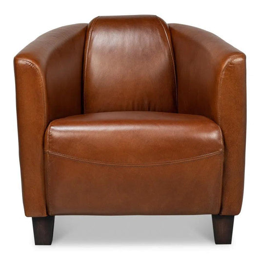 Sarreid Mandy Arm Chair Retro Style Leather Club Chair