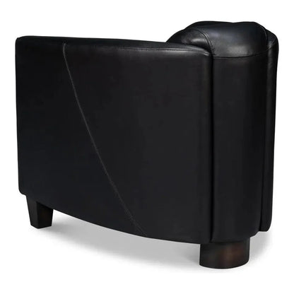 Sarreid Mandy Wood and Leather Black Arm Chair