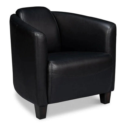 Sarreid Mandy Wood and Leather Black Arm Chair